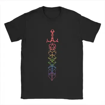 

DnD T Shirts Dice Set Rainbow Dice Set Sword T-Shirt for Men Slaying Dragons and Dungeons Game Tees O Neck Tops Cotton Plus Size