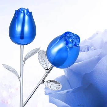 

IJU003 Stainless Steel Cremation Blue Rose Flower with Box Souvenir Colorful