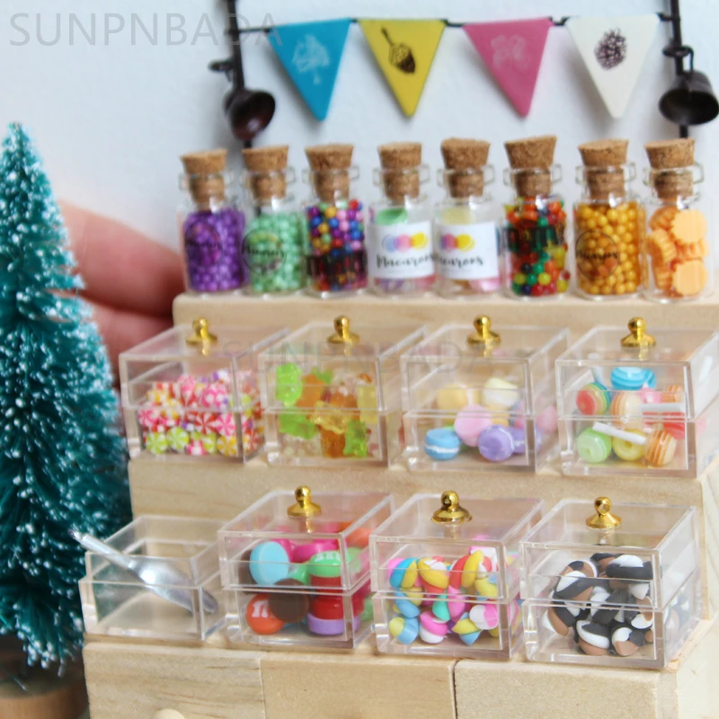 1/12 Scale Miniature Dollhouse Candy Box Display Rack Pretend Play Mini