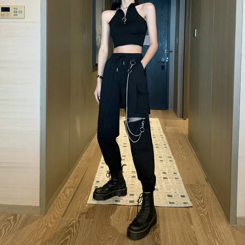 NCLAGEN pantalon Cargo avec chaînes à poches multiples pour femmes