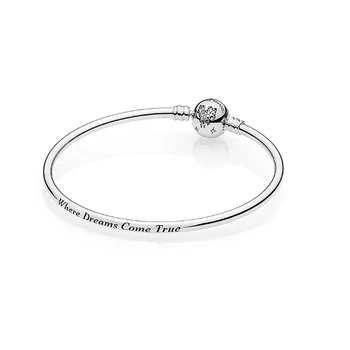 

100% 925 Sterling Silver Disni Bangle Bracelet Charms Fits European Brand Charm Beads DIY Making