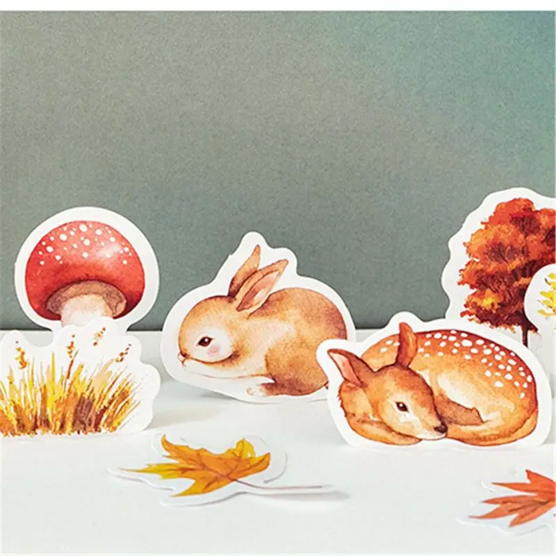 

46pcs Journal Japanese Paper Fall Squirrel Stationary Small Travel Diary Sticker 090B