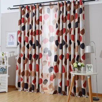 

Curtains for Living Dining Room Bedroom Korean Simple Modern Printing Curtain Shading Curtain Cloth Small Fresh Garden Curtain