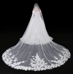 2020 Luxury 5 Meter White Ivory  Wedding Veils Long Lace Edge Bridal Veil with Comb Wedding Accessories Bride  Wedding Veil