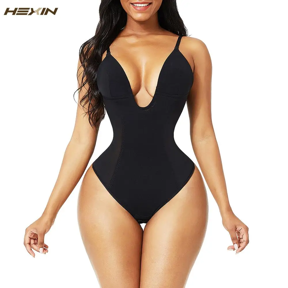 Women Deep V Backless Bodysuit Strap U 