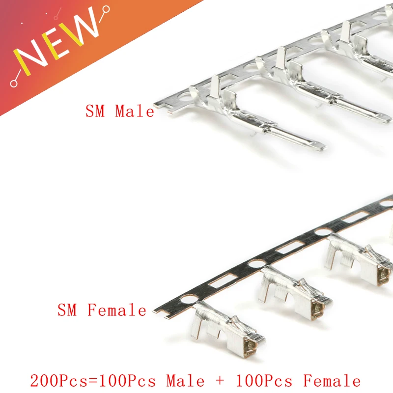 

200PCS/LOT JST SM Male & Female Plug Housing Pin Header Crimp Terminals Plug Connectors Wire Cable Housing Male Crimp Pins