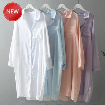 

Women's Blouse Shirt Loose Korean Style Long Shirt Women Brief All-match Buttons Pocket Long Sleeve Blouse White Solid Color S-L