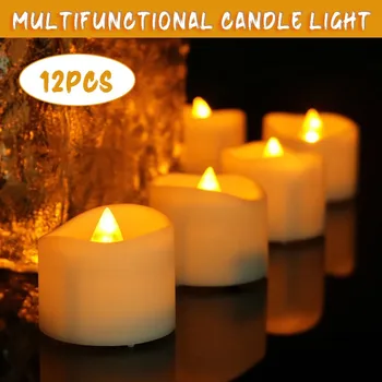 

Electronic Candle Lamp With Corrugated Small Tea Wax Timer Function Candle Lamp Flameless Flickering Halloween Weeding Decor