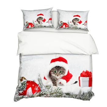 

3Pcs/Set Christmas Style Bedding Set 3D Snowman Printed Pattern Duvet Cover Set with Pillowcases Bedclothes Bedroom Supplies
