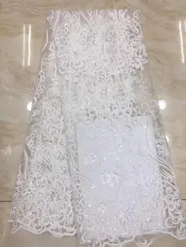 

2019 New Arrival Sequined African Swiss Voile Lace Fabric Indian Nigerian Sequins Wedding Party Dresses Mesh Net Lace Material