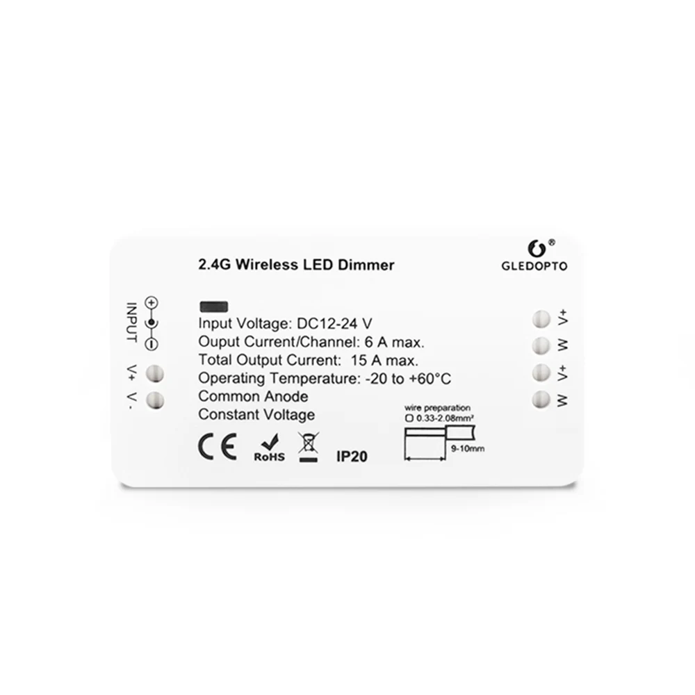 GLEDOPTO Zigbee Dimmer 12V 24V Single Color LED Strip Light Zigbee Bridge Smart Home APP Control LED Dimmer Work with Echo Plus