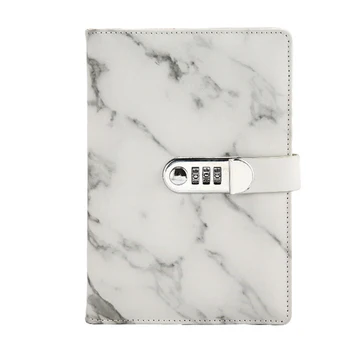 

A5 Bookmark With Code Lock Business PU Leather Marble Pattern Journal Wired Writing Stationery Diary Note Book Pen Insert Office