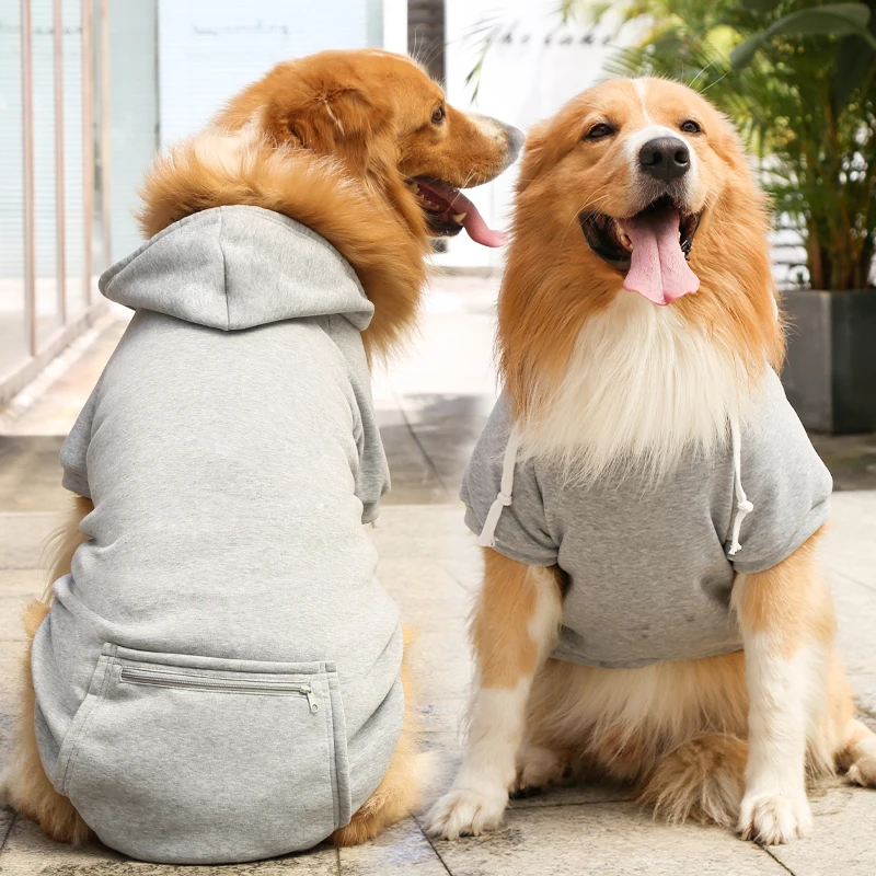 Fashion Pet Clothes Big Dog Hoodie With Zipper Pocket for Small Large
