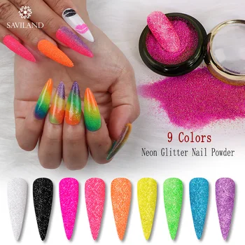 

SAVILAND Shinny Rainbow Glitter Powder DIY Sparkly Pigment Powder Flakes Candy Color for Nail Design Summer Style