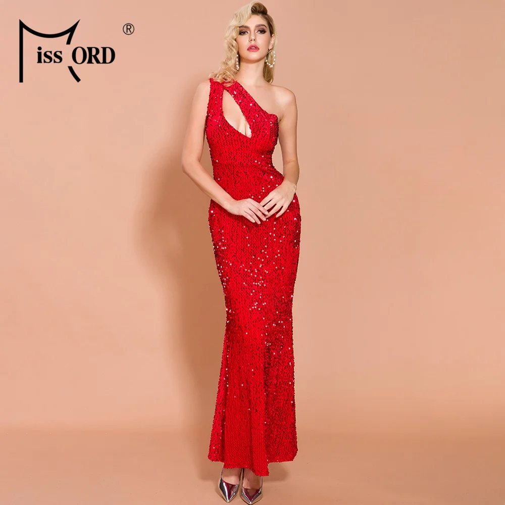 

Missord 2019 Autumn and Winter Irregular Neck Sleeveless Sequins Women Party Dresses Solid Color Bodycon Women Maxi Dress MC125