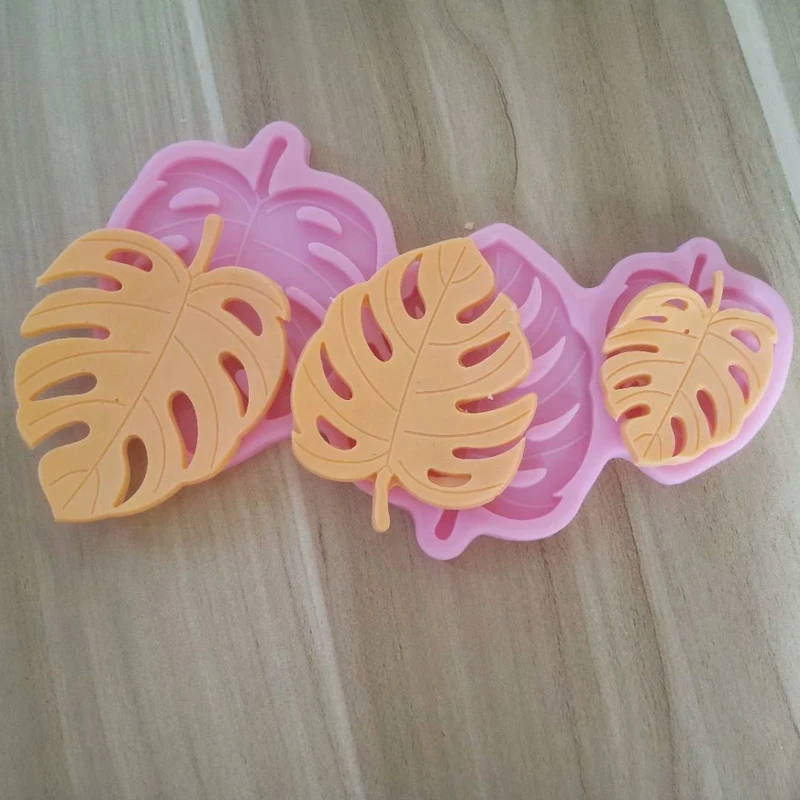 Tropical Theme Palm Leaves Banana Leaf Fondant Tools Gummy Silicone Molds Cake Decorating Mould