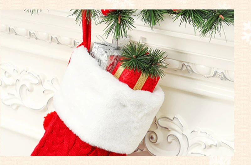 Dropship 1PC Knitted Christmas Stockings Xmas Presents Bag New Year Home Decor Ornaments Christmas Gift Storage