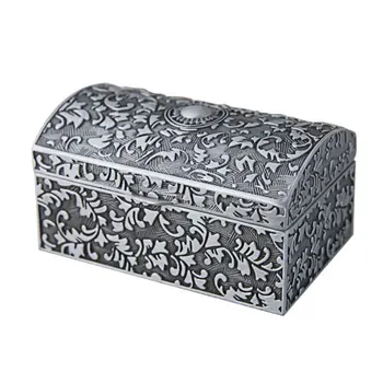 

Gifts Storage Organizer Fashion Treasure Trinket Case Portable Small Rectangular Jewelry Box Vintage Metal Holder Ring Bracelet