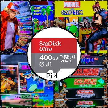 

400GB Retropie 4.6 Emulation Station SD Card - For Raspberry Pi 4 3D Boxart Video Previews - 14,600+ Games 50 Systems Plug&Start