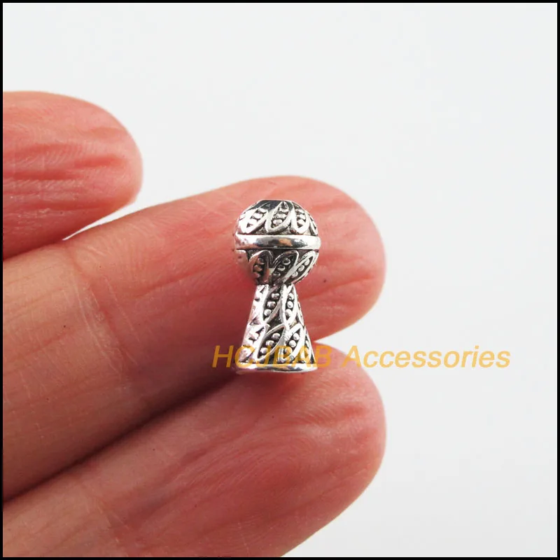 45Pcs Tibetan Silver Tone Oval Flowers Charms Spacer Beads 6.5x15mm