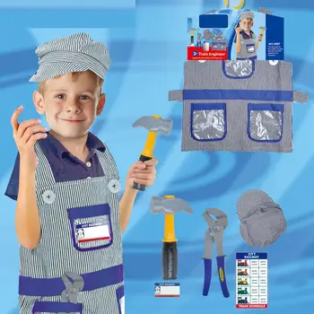 

Children Train Engineer Role Play Costume Cosplay Stage Performance Props Dress-up Set Halloween Party Dress Up Toy Pretend Toy