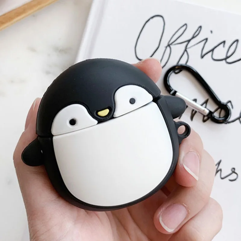 

3D Cute Penguins Silicon Case for Airpods2 Bluetooth Wireless Earphone Case Charging Box Cartoon Cover Etui Bags for Airpods 1 2