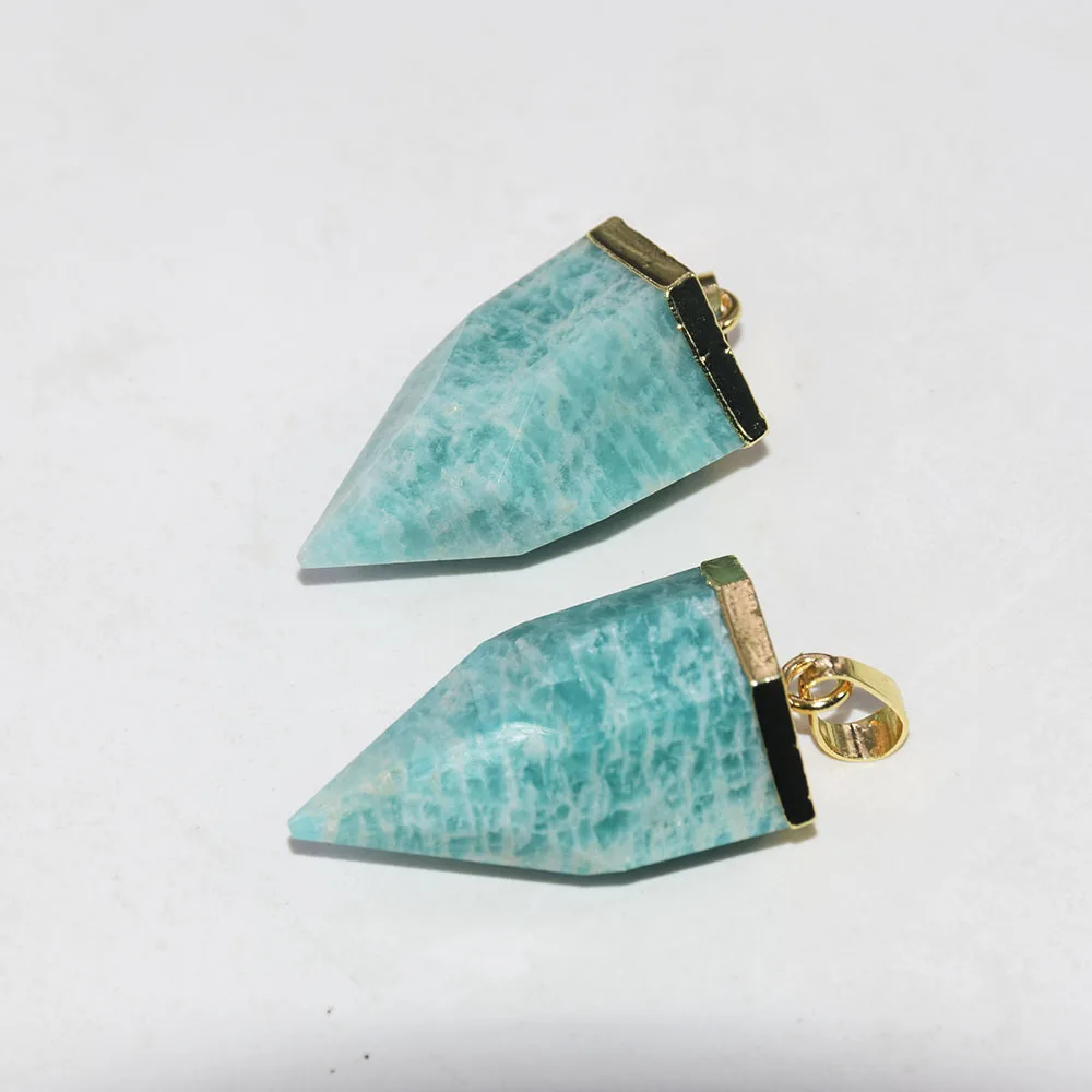 

Fashion Jewelry Natural Amazonite Bullet Pendant Femme 2019 Gold Cap Green Stripe Healing Stone pendant for women accessories