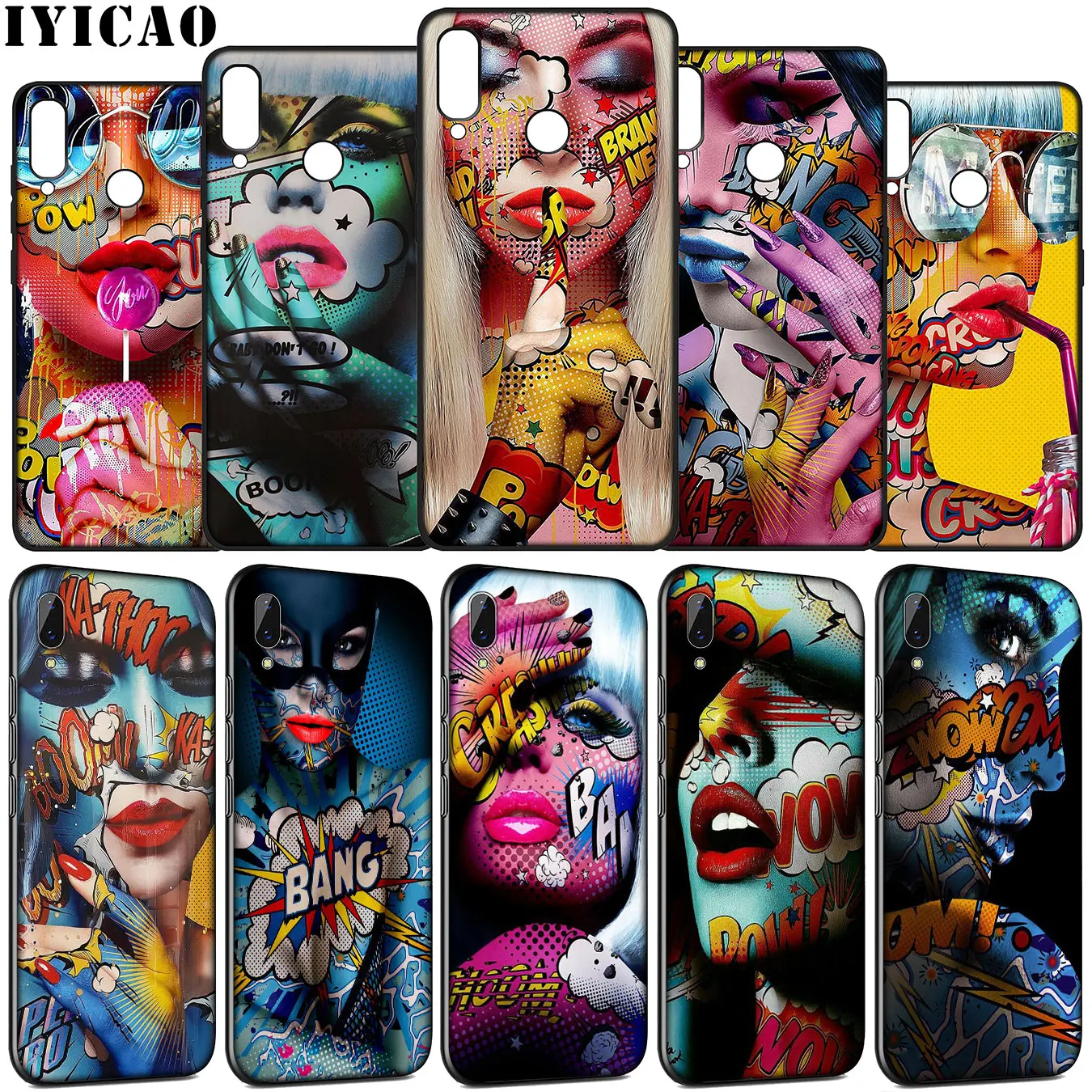 Мягкий силиконовый чехол IYICAO Monika Nowak Art Lips для Huawei Y9 Y7 Y6 Prime 2019 Honor view 20 8C 8X 8 9 9X 10 Lite 7C