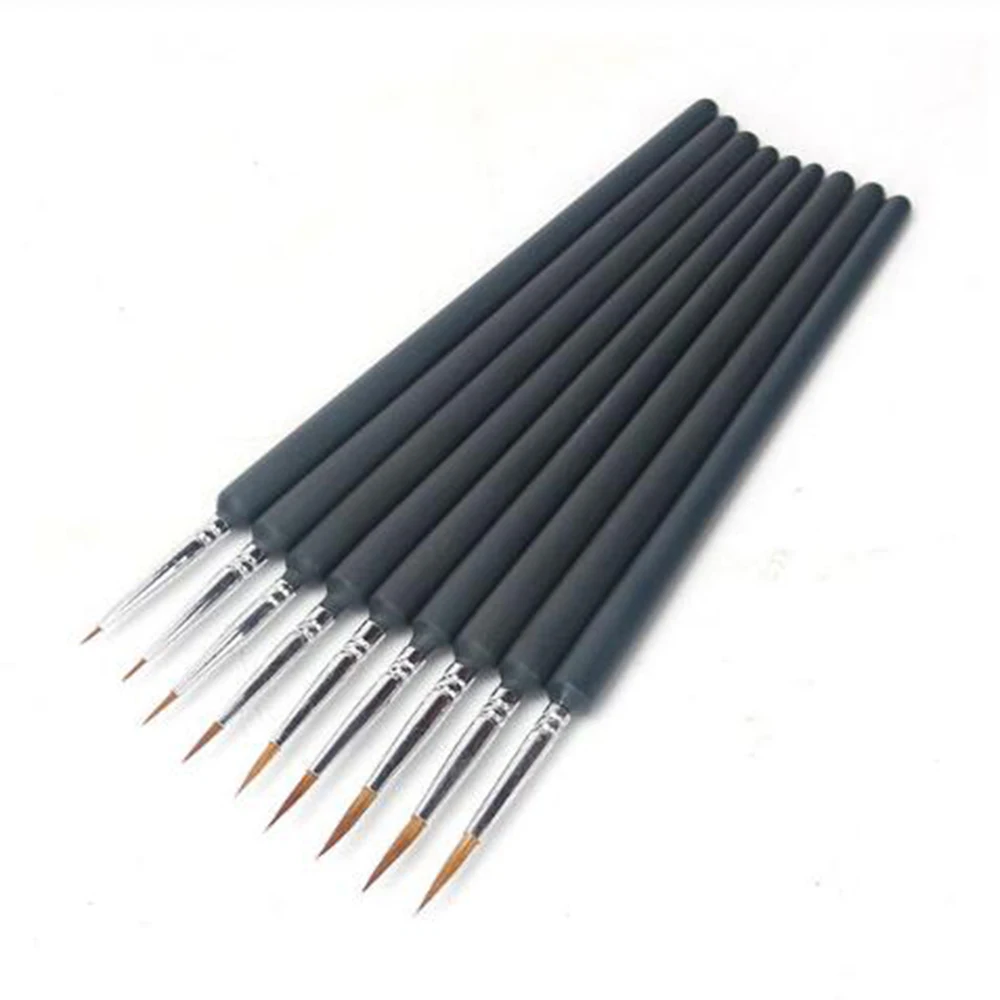

9pcs Wolf Hair Painting Brushes Detail Set Hook Line Pen Round Point Watercolor Drawing Pen Brush for Paint By Numbers