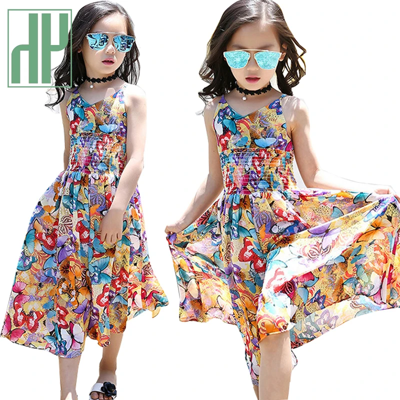 Robe De Plage D Ete Pour Filles Motif Floral Tenue De Princesse Pour Fete De Mariage Vetements Pour Enfants Et Adolescentes De 6 10 16 Ans Aliexpress