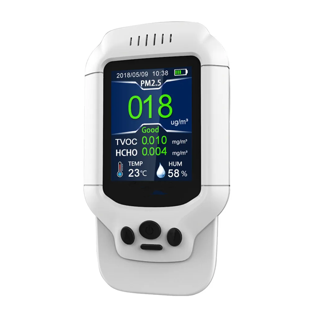 

Air Quality Detector PM2.5/PM10/PM1.0 Dust Pollution Monitor Formaldehyde Detector Monitor Tester With Rechargeable Battery