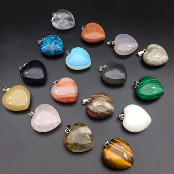 

5pcs/bag Natural Stone Heart Pendant Semi-precious Stone Peach Pendant Jewelry Making DIY Necklace Accessories