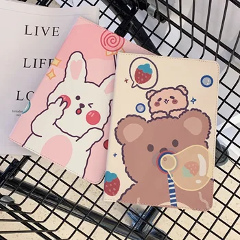 

Lovely Little Bear Blow Bubbles Leather Soft Tablet Protective Case For iPad Air 1 2 3 Mini 4 5 Pro 2017 2018 2019 2020 Cover