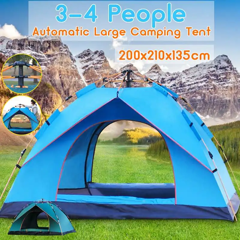 Large Pop Up Tent Camping Tent for Outdoor Hiking Fishing Waterproof 3-4 Person