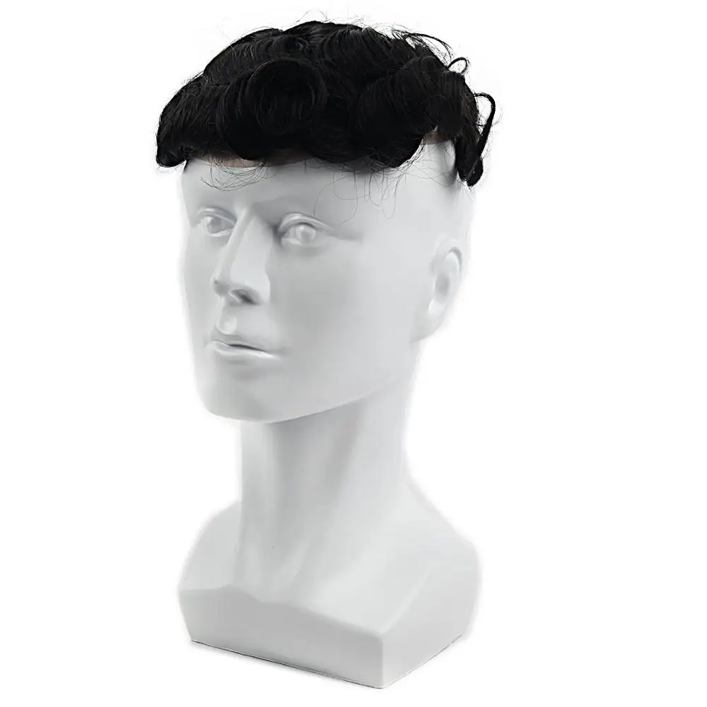 Мужской парик MW Swiss Lace Toupee Remy человеческие волосы натуральные черные 6 дюймов 150%
