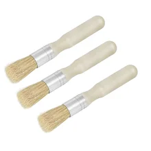 3 Pcs Rust Proof Wood Handle Durable Professional Round Easy Clean Paint Brush Accessories DIY Office Home Multifunction
