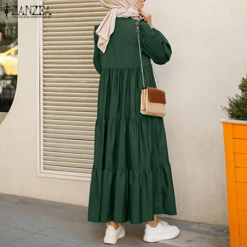 vestido maxi vintage babados, casual abaya, vestidos hijab, primavera