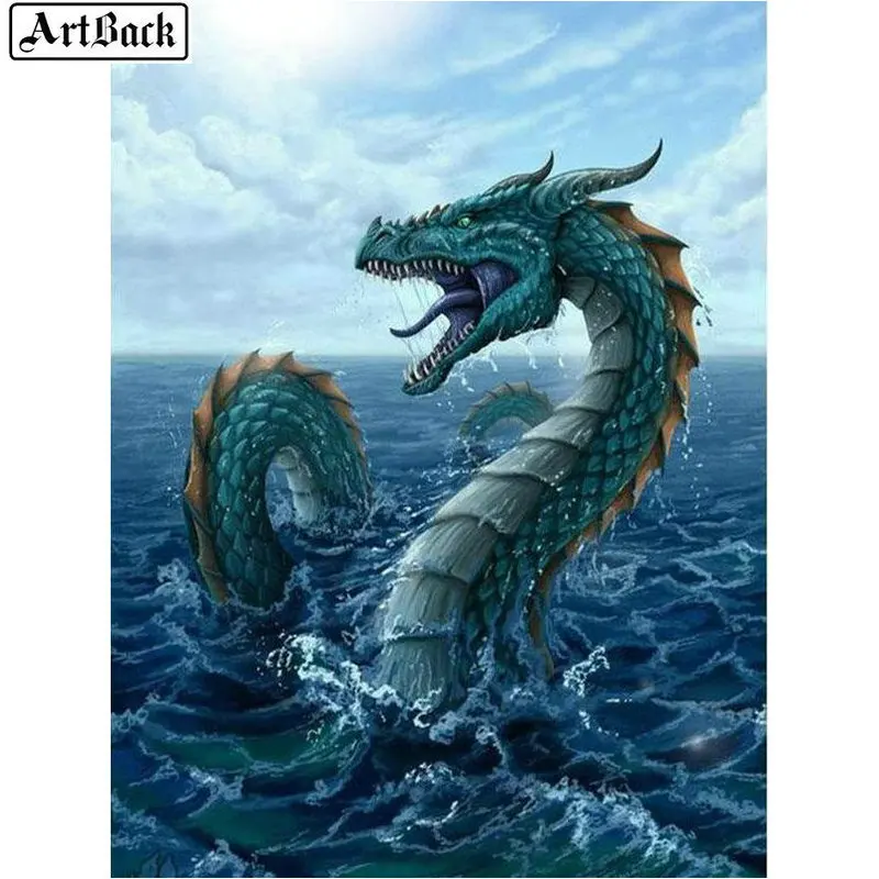 Алмазная 5d картина с животными из квадратных страз морской монстр вышивка
