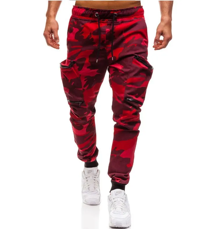 

2018 New Style Camouflage Multi-pockets Pants Men with Drawstring Elastic Waistband Skinny Casual Pants