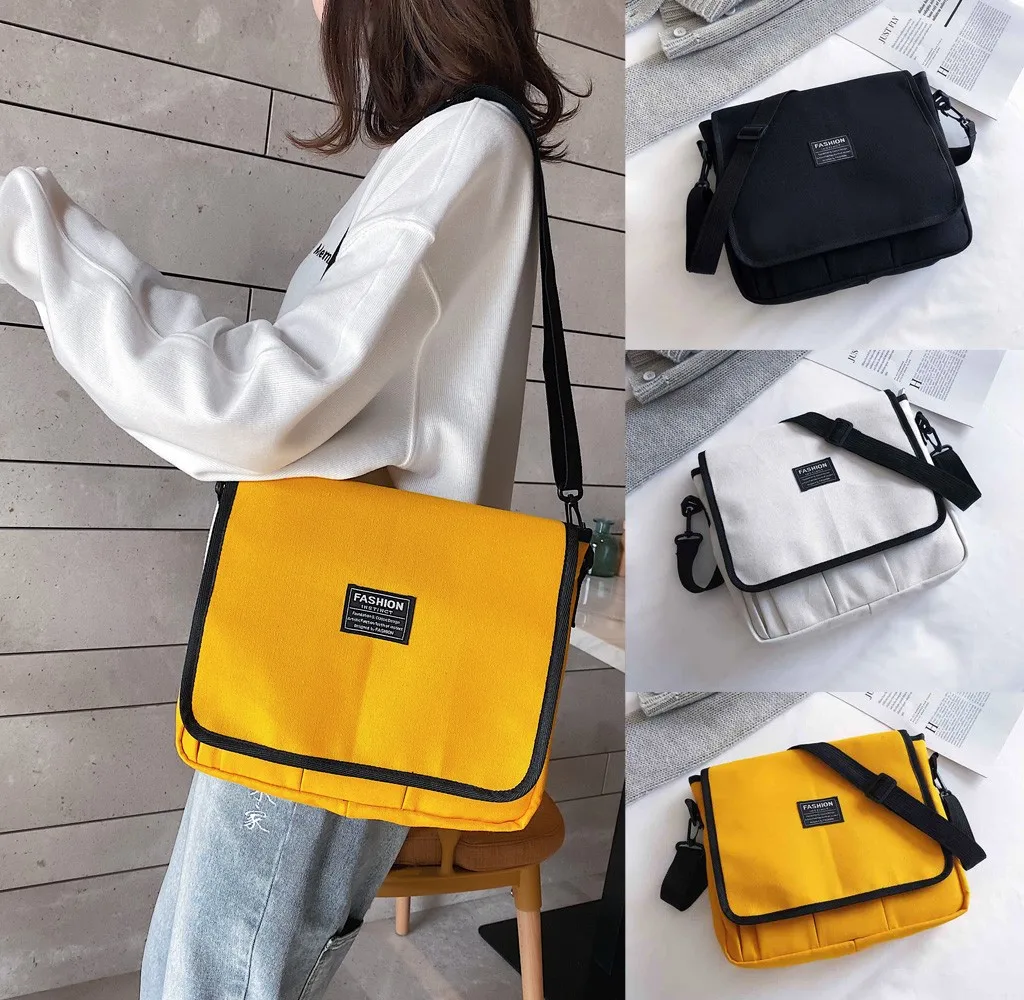 Многоразовая сумка для покупок Женская одноцветная Холщовая Сумка простая Большая вместительная Холщовая Сумка-тоут сумка через плечо посылка