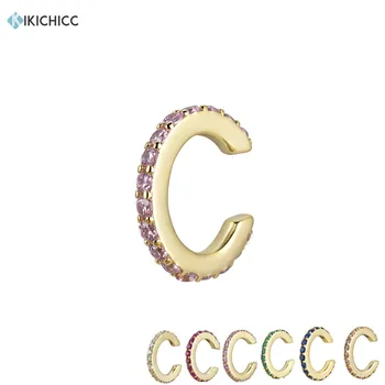 

Kikichicc 925 Sterling Silver Pink Zircon Earcuff None Piercing Clips CZ Multi Color Ear Cuff Rock Punk Crystal Jewelry