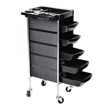 

Hair Salon Instrument Storage Cart Adjustable Height Trolley Beauty Tools with 5 Drawers Barbershop Hair Salon Accessories