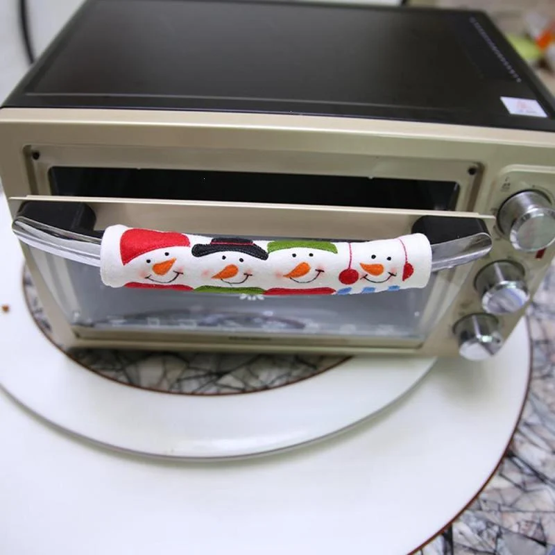 3Pcs Christmas Refrigerator Microwave Oven Door Handle Cloth Home Decoration Gloves Protector Dishwasher Christmas Gloves Decor