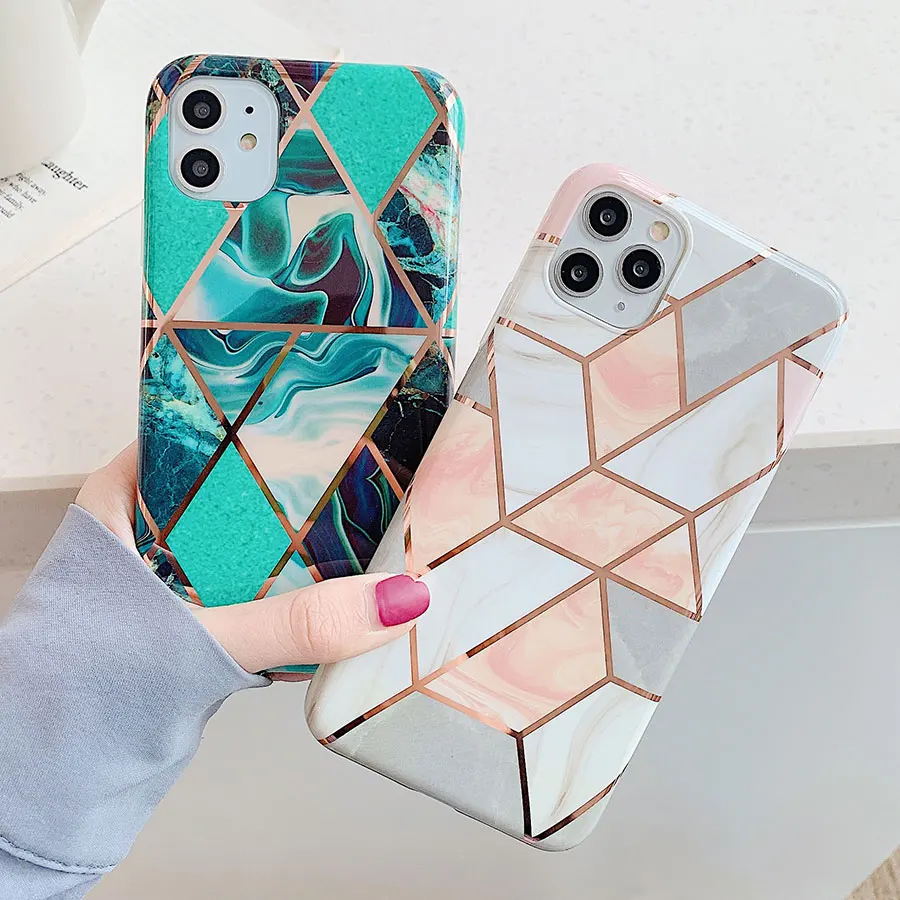 Original Luxury Brand Marble Case For iPhone 11 Pro Max X XR XS 8 PLus 7 6 SE 2020 Gold Foil Bling Shining Glossy Soft TPU Cover | Мобильные