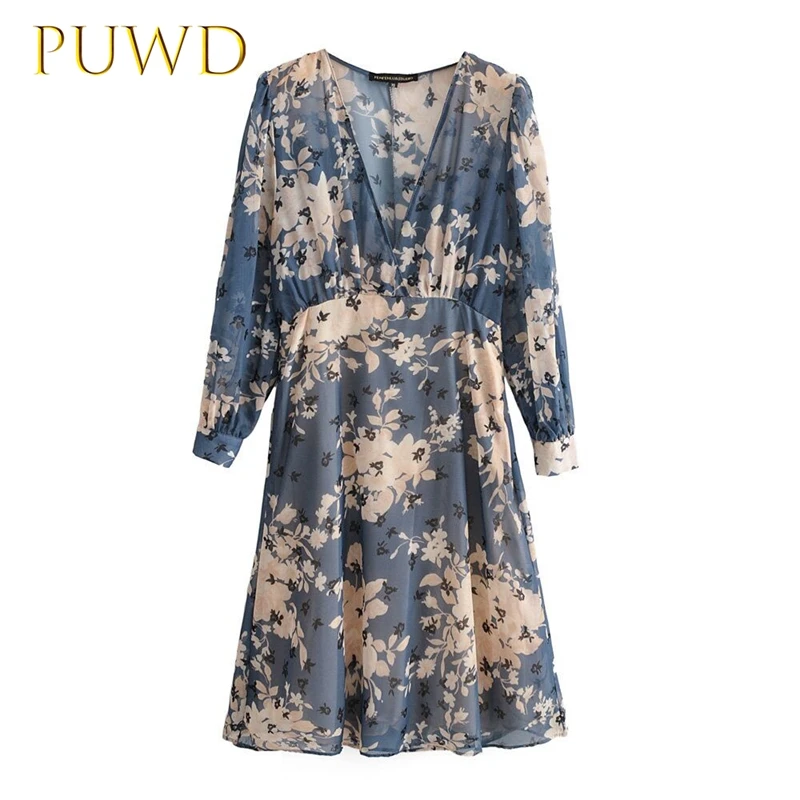 

PUWD 2019 New Flower Printed Dress for Women
