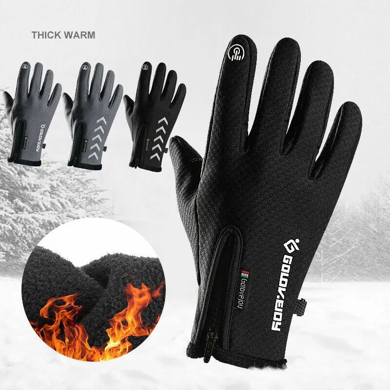 

Winter Thick Warm Men's Wrist Gloves Black Touchscreen Windproof Waterproof Thermal Gloves For Men Fashion Brand Mittens Men