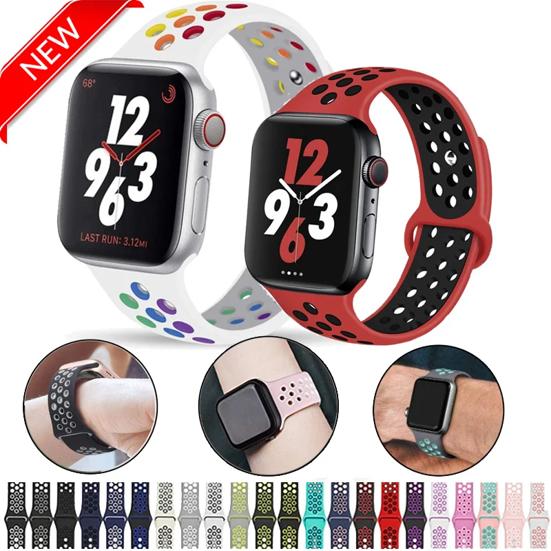 

Silicone Sport Strap For Apple watch band Series 5 4 3 44mm 40mm for iWatch 42mm 38mm bracelet for Applewatch Bracelet Strap