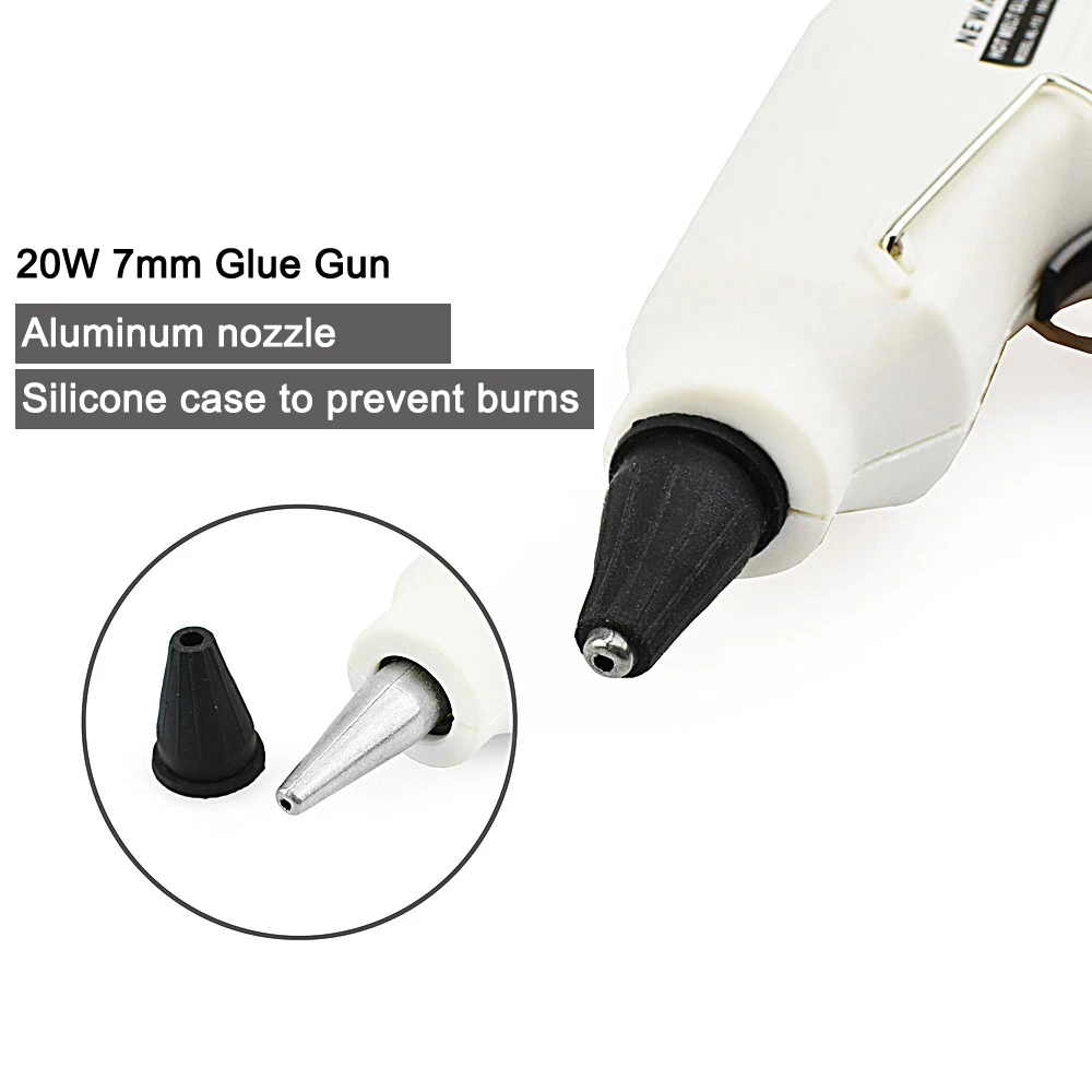 NEWACALOX 20W EU Plug Hot Melt Glue Gun with Free 1pc 7mm Glue Stick Industrial Mini Guns Thermo Electric Heat Temperature Tool 4
