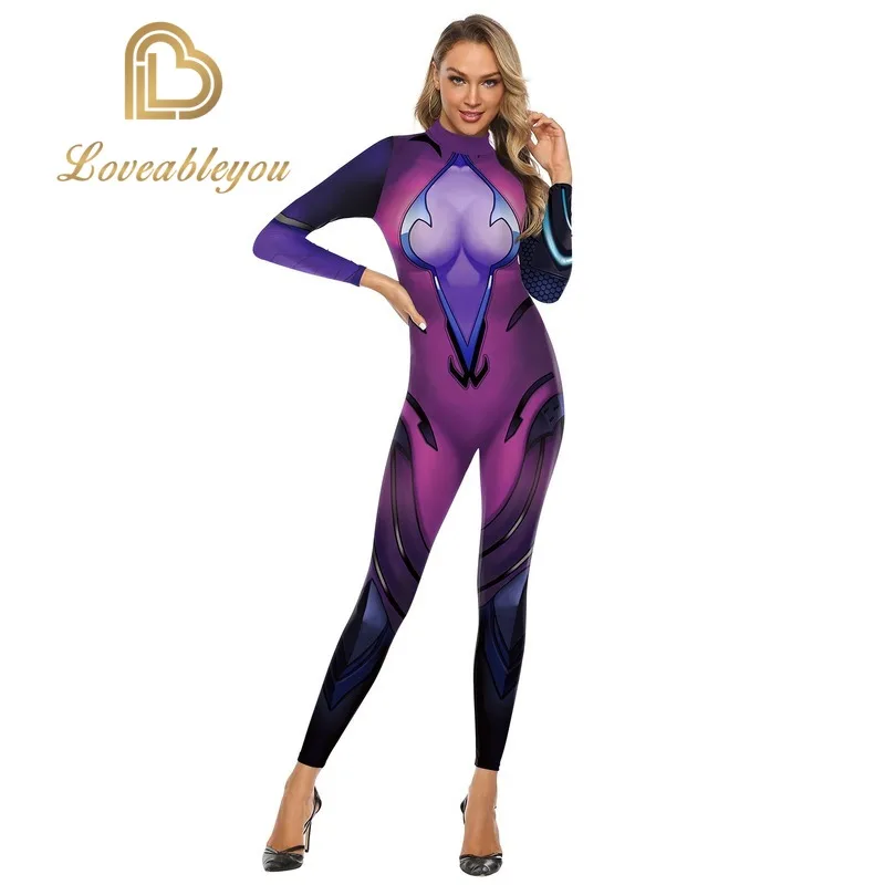 

Anime Comic Con Masquerade Costumes 3D Print OW Lady Widowmaker wig Cosplay Women Zentai Dva Bodysuit Wig B142-031