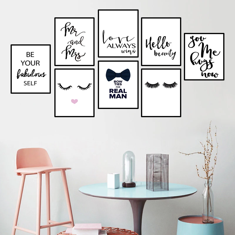 Mr Mrs Love свадебное настенное изображение для спальни макияж красоты ресниц